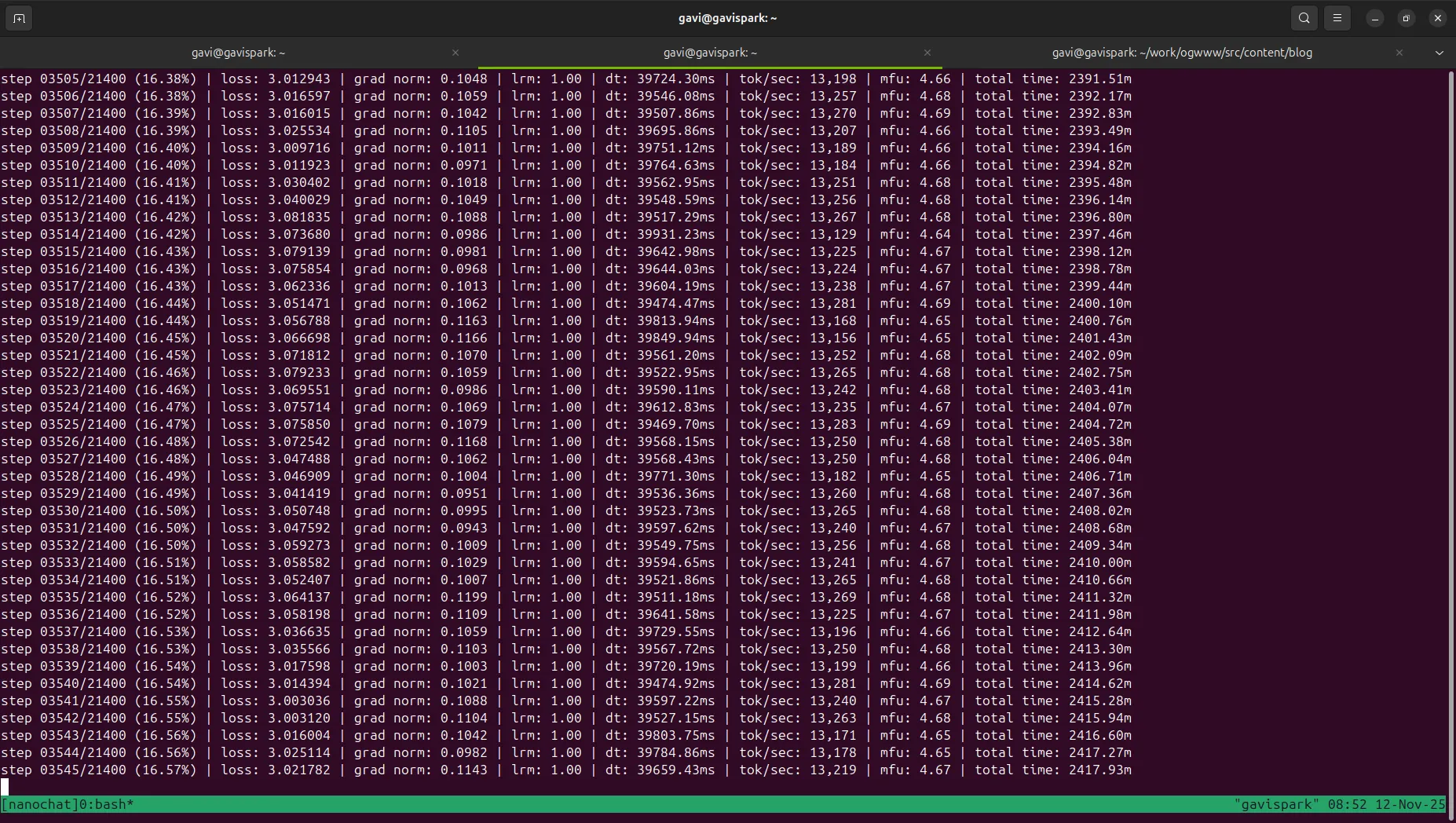 nanochat training on DGX Spark