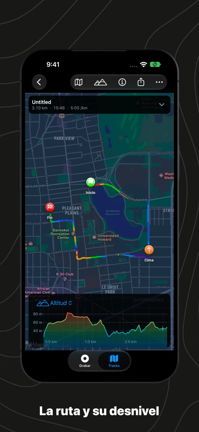 Ruta y perfil de elevación
