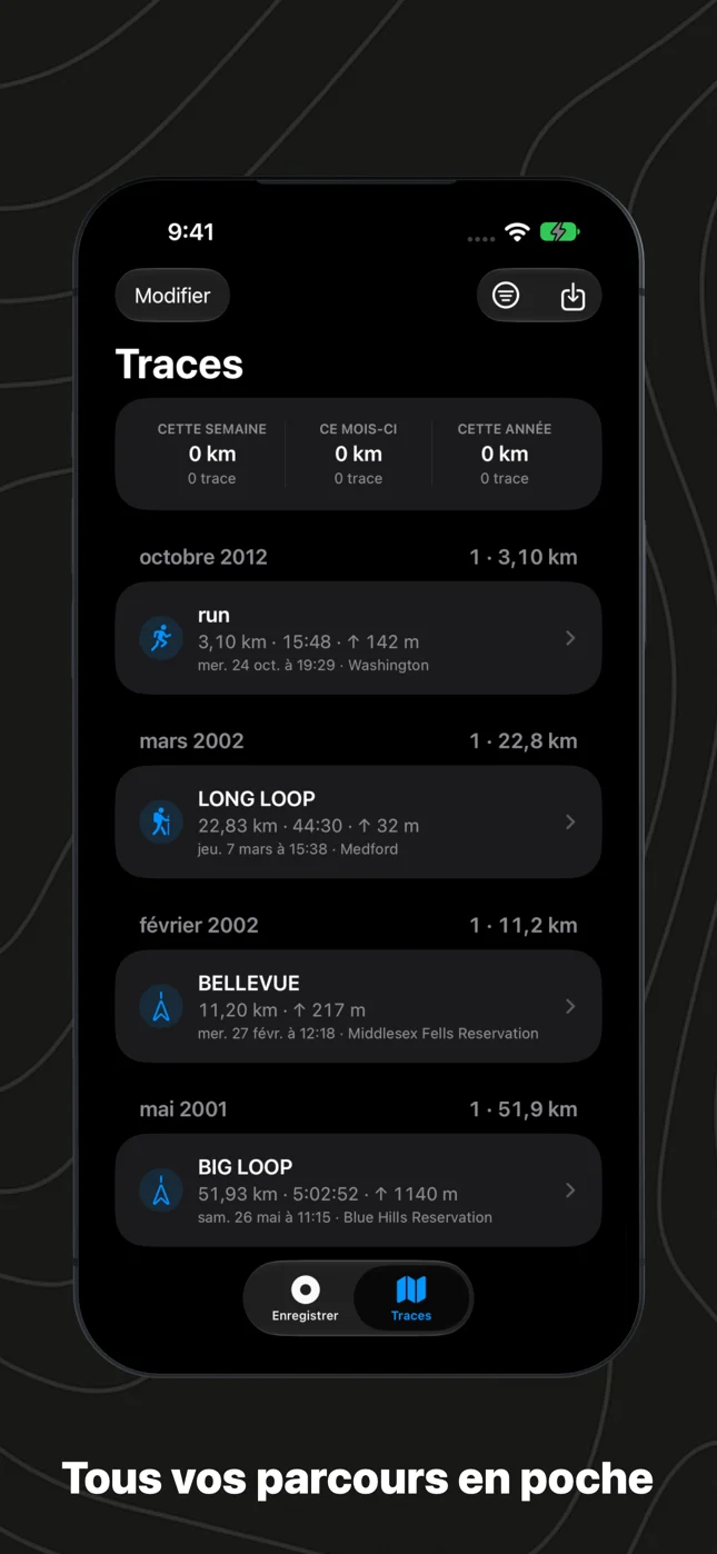 Parcours enregistrés
