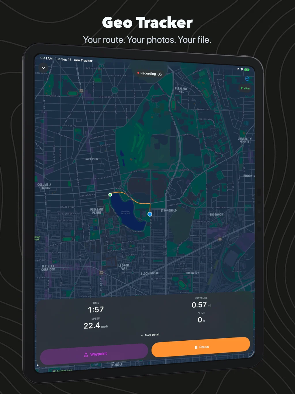 Geo Tracker recording on iPad