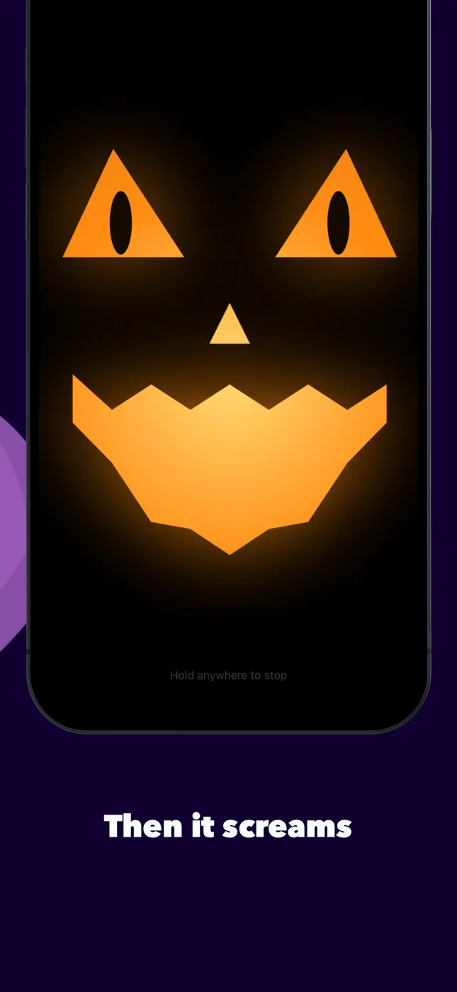 The pumpkin on the screen with its mouth wide open: then it screams
