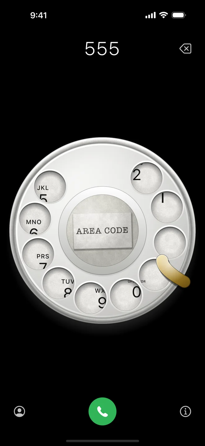 The dial turned most of the way to the brass finger stop