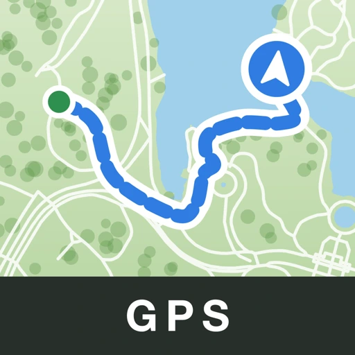 The new Geo Tracker icon: a blue recorded route with a green start dot and a location arrow over a light map, and the word GPS on a dark band